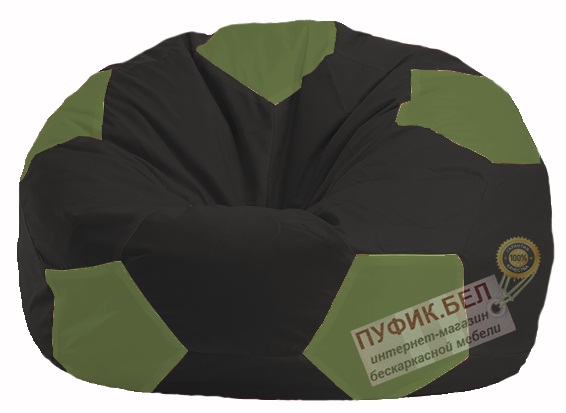 Кресло-мешок Мяч чёрный - оливковый М 1.1-399