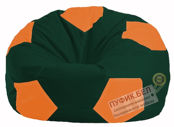 Кресло-мешок Мяч тёмно-зелёный - оранжевый М 1.1-64