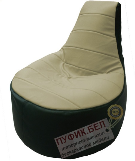 Кресло мешок Трон Т1.3-41 тёмно-зелёный - светло-бежевый