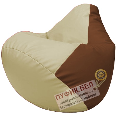 Кресло мешок Груша светло-бежевый и коричневый Г2.3-1007