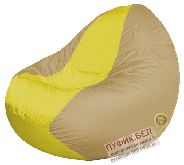 Кресло мешок Classic К2.1-136 (основа бежевая, вставка жёлтая)