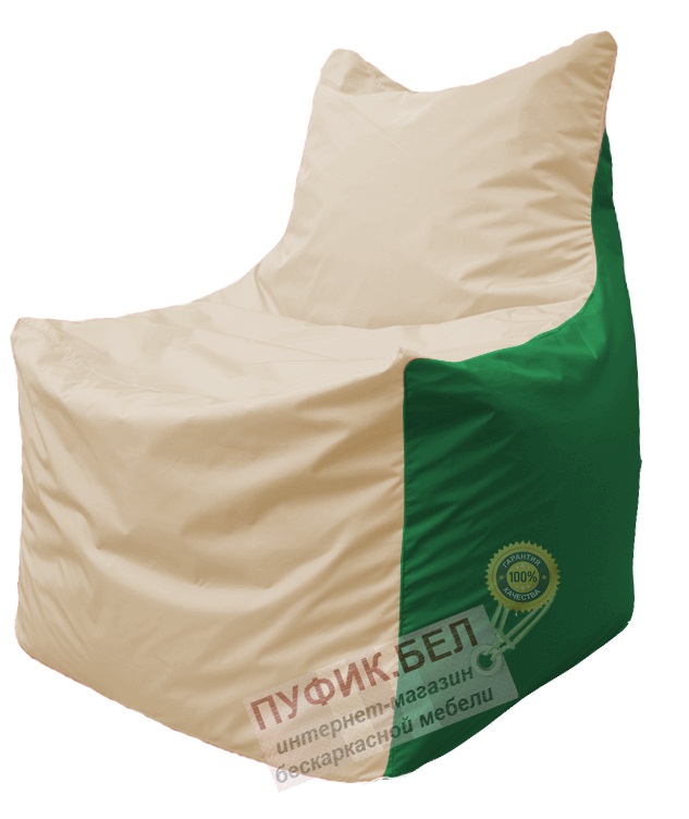 Кресло мешок Фокс Ф 21-147 (слоновая кость - зелёный)