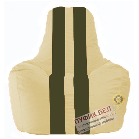 Кресло мешок Спортинг светло-бежевый - тёмно-оливковый С1.1-135