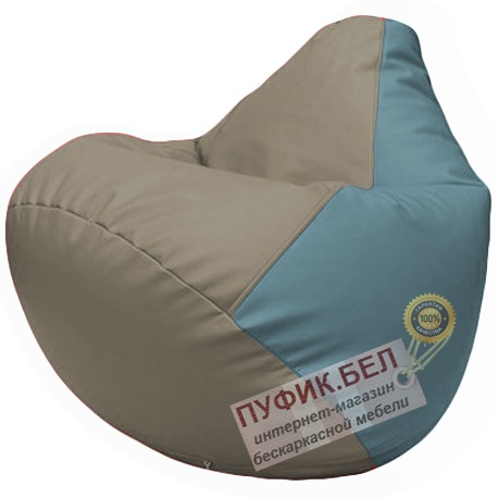 Кресло мешок Груша светло-серый и голубой Г2.3-0236
