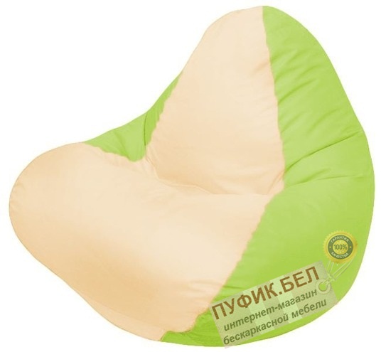Кресло-мешок RELAX (основа салатовая, вставка бежевая)