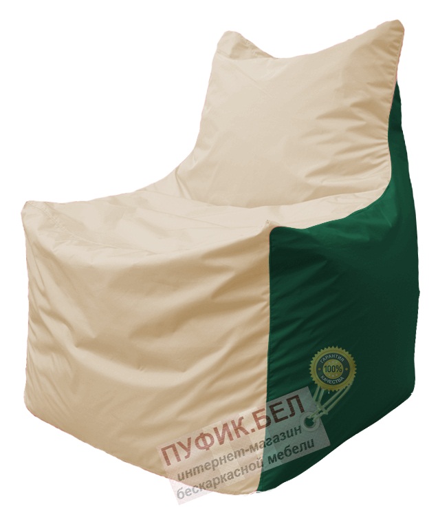 Кресло мешок Фокс Ф 21-137 (слоновая кость - тёмно-зелёный)