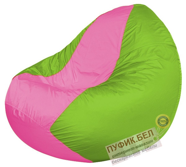 Кресло мешок Classic К2.1-178 (основа салатовая, вставка розовая)