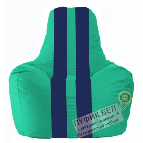 Кресло мешок Спортинг бирюзовый - тёмно-синий С1.1-286