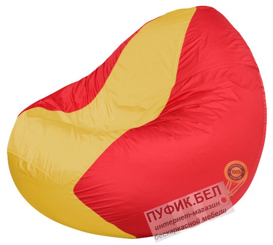 Кресло мешок Classic К2.1-58 (основа красная, вставка жёлтая)