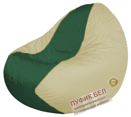 Кресло мешок Classic К2.1-82 (основа бежевая, вставка зелёная)