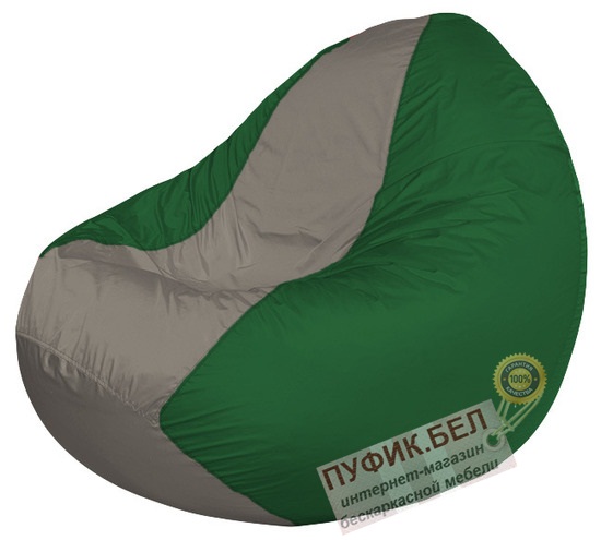 Кресло мешок Classic К2.1-61 (основа зелёная, вставка серая)