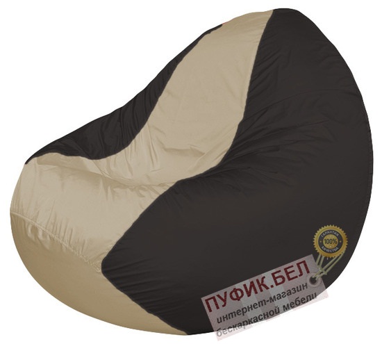 Кресло мешок Classic К2.1-131 (основа чёрная, вставка бежевая)