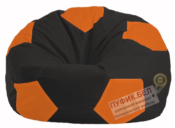 Кресло-мешок Мяч чёрный - оранжевый М 1.1-400