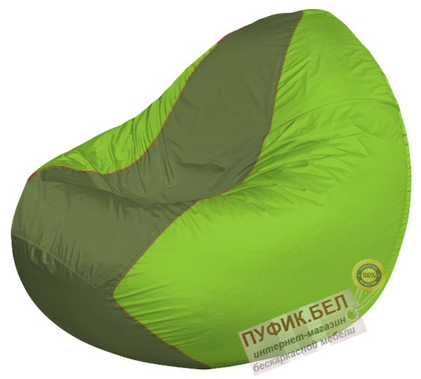 Кресло мешок Classic К2.1-176 (основа салатовая, вставка оливковая)