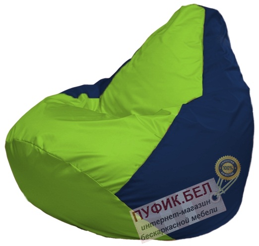 Кресло мешок Груша Макси Г2.1-184 (основа тёмно-синяя, вставка салатовая)