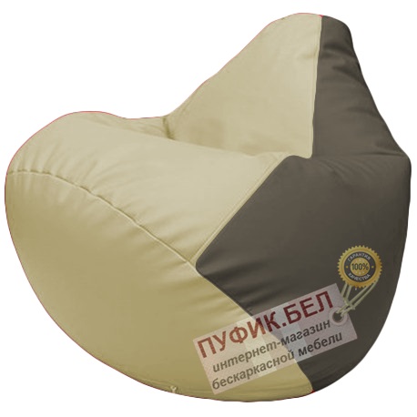 Кресло мешок Груша светло-бежевый и серый Г2.3-1017
