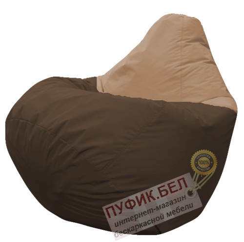 Кресло мешок Груша Лео (основа коричневая вставка тёмно-бежевая)