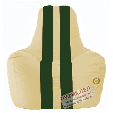 Кресло мешок Спортинг светло-бежевый - тёмно-зелёный С1.1-137