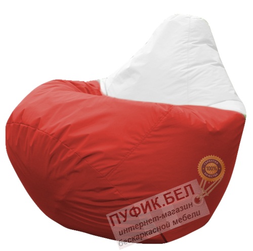 Кресло мешок Груша Клубничка (основа красная, вставка белая)
