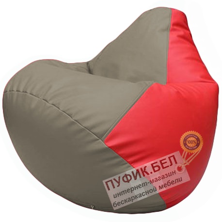 Кресло мешок Груша светло-серый и красный Г2.3-0209