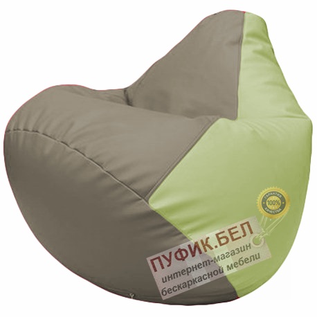 Кресло мешок Груша светло-серый и светло-салатовый Г2.3-0404