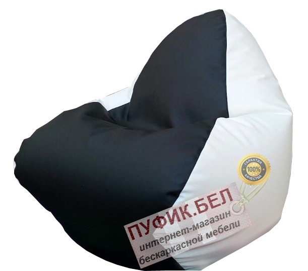 Кресло мешок RELAX (основа чёрная, вставка белая)