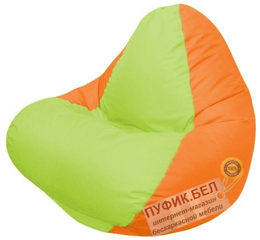 Кресло-мешок RELAX (основа оранжевая, вставка салатовая)