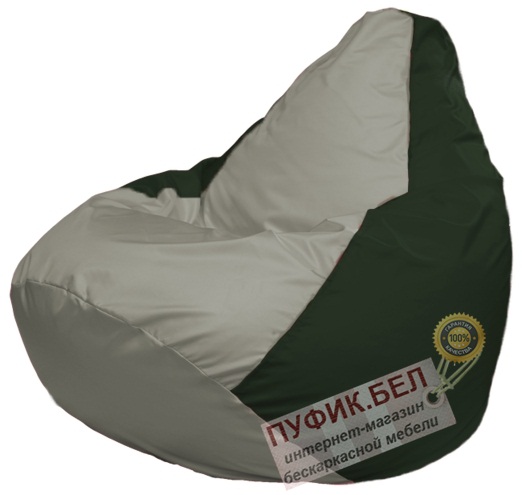 Кресло мешок Груша Макси Г2.1-349 серый, тёмно-зелёный