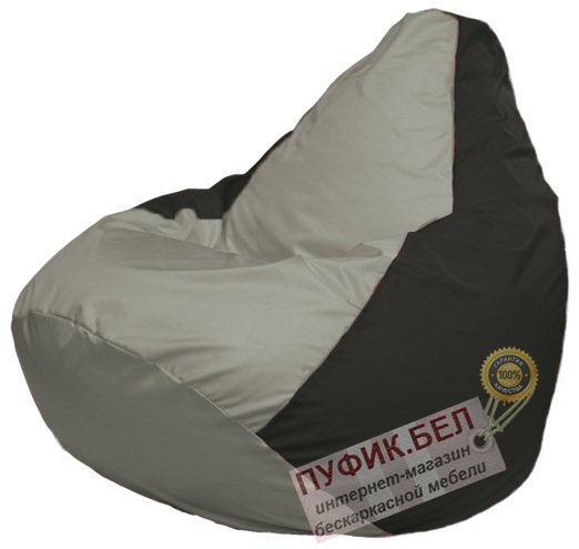 Кресло мешок Груша Макси Г2.1-354  серый, чёрный