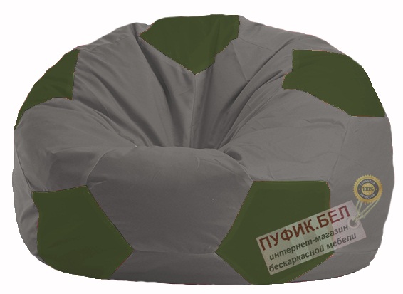 Кресло-мешок Мяч серый - тёмно-оливковый М 1.1-350