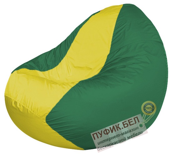 Кресло мешок Classic К2.1-60 (основа зелёная, вставка жёлтая)