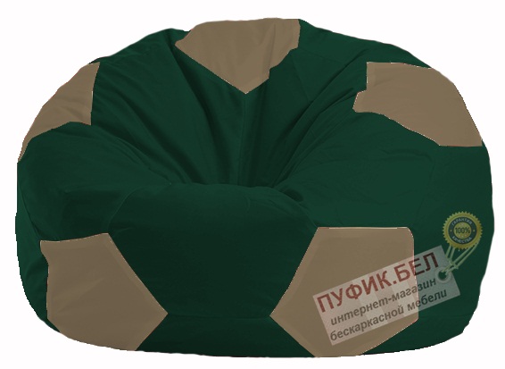 Кресло-мешок Мяч тёмно-зелёный - бежевый М 1.1-60
