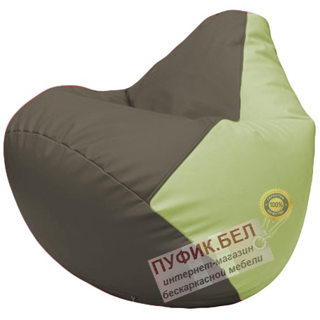 Кресло мешок Груша серый и светло-салатовый Г2.3-1704