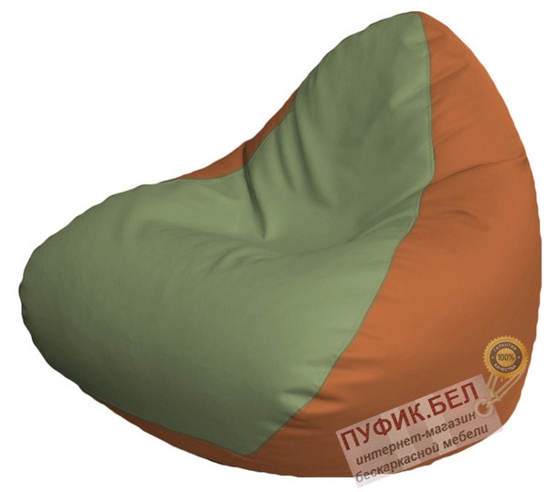Кресло мешок RELAX Р2.3-84 (основа оранжевая, вставка оливковая)