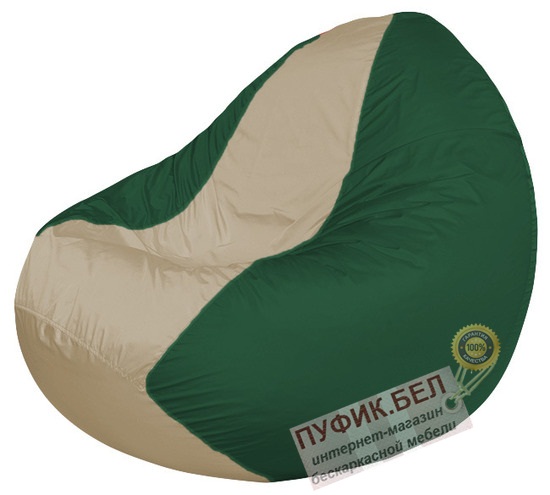 Кресло мешок Classic К2.1-62 (основа зелёная, вставка бежевая)