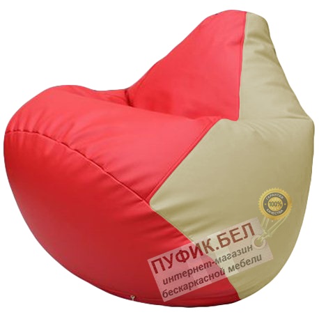 Кресло мешок Груша красный и светло-бежевый Г2.3-0910