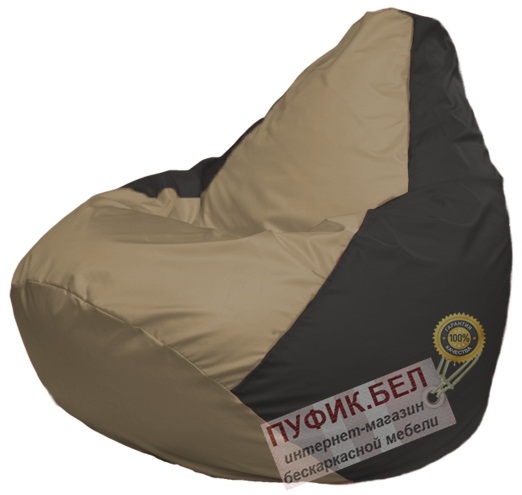 Кресло мешок Груша Макси Г2.1-77 (основа чёрная, вставка тёмно-бежевая)