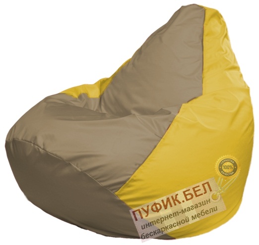 Кресло мешок Груша Макси Г2.1-95 (основа жёлтая, вставка тёмно-бежевая)