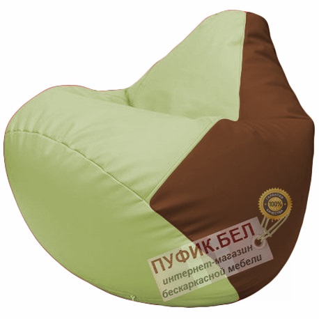 Кресло мешок Груша светло-салатовый и коричневый Г2.3-0407