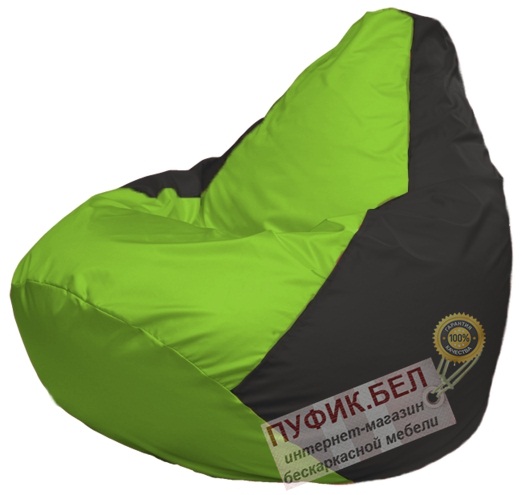 Кресло мешок Груша Макси Г2.1-153 (основа чёрная, вставка салатовая)