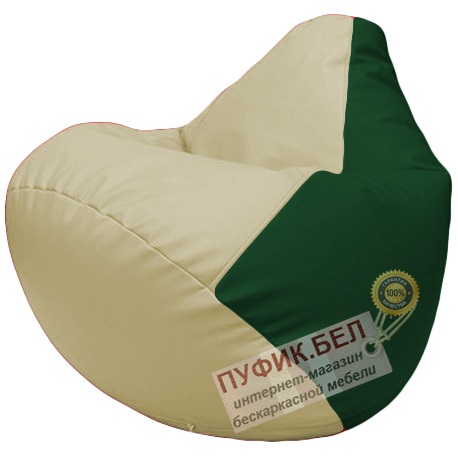 Кресло мешок Груша светло-бежевый и зелёный Г2.3-1001