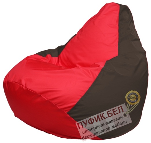 Кресло мешок Груша Макси Г2.1-177 (основа коричневая, вставка красная)