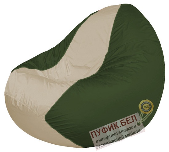 Кресло мешок Classic К2.1-126 (основа тёмно-оливковая, вставка бежевая)