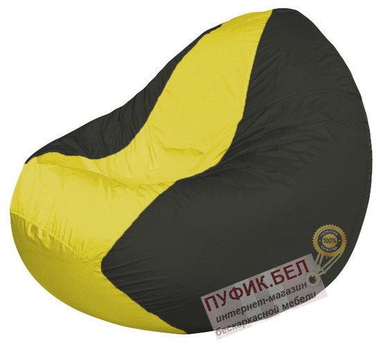 Кресло мешок Classic К2.1-128 (основа чёрная, вставка жёлтая)