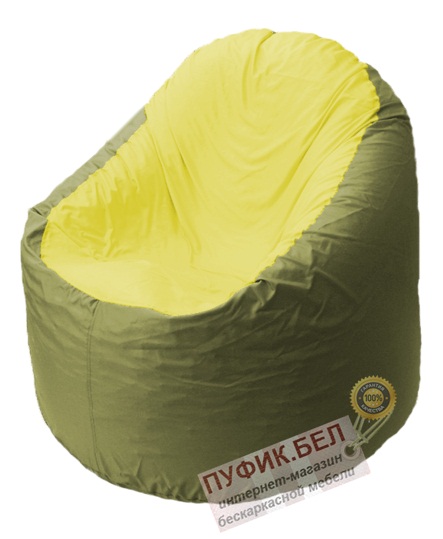 Кресло-мешок Bravo оливковое, сидушка желтая