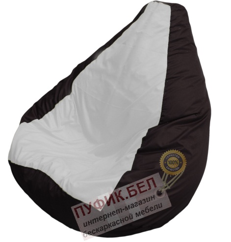 Кресло мешок Груша Макси (основа коричневая, вставка белая)