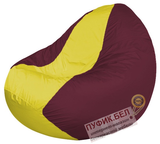 Кресло мешок Classic К2.1-44 (основа бордовая, вставка жёлтая)
