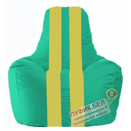 Кресло мешок Спортинг бирюзовый - жёлтый С1.1-313