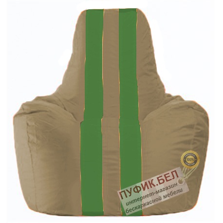 Кресло мешок Спортинг бежевый - зелёный С1.1-94