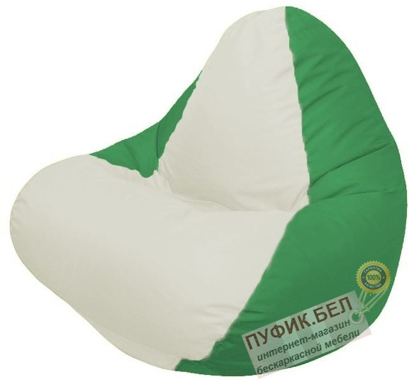Кресло-мешок RELAX (основа зелёная, вставка белая)